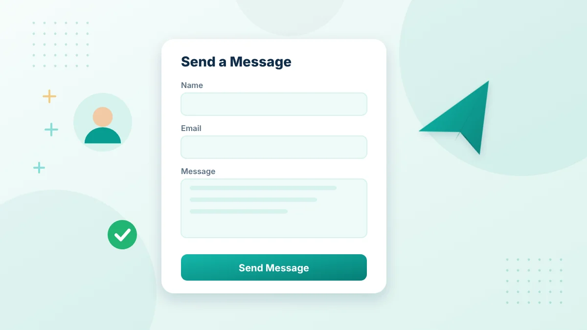 Contact us message form with name, email and message fields