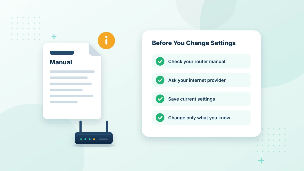 Disclaimer checklist before changing router settings