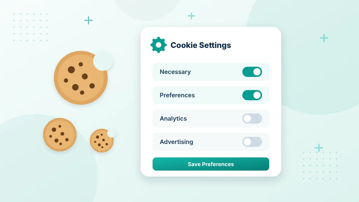 Cookie policy settings to manage necessary, analytics and advertising cookies