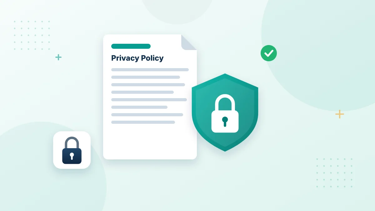 Privacy policy document protected by a shield and padlock