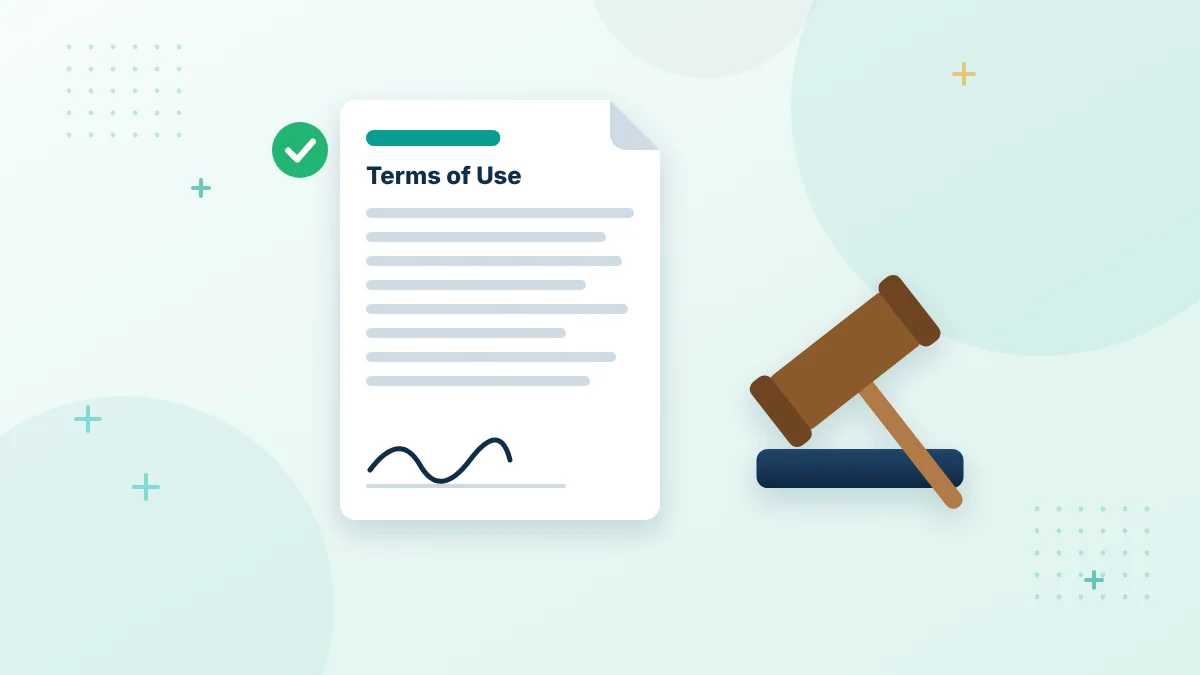 Terms and conditions document with a signature and gavel